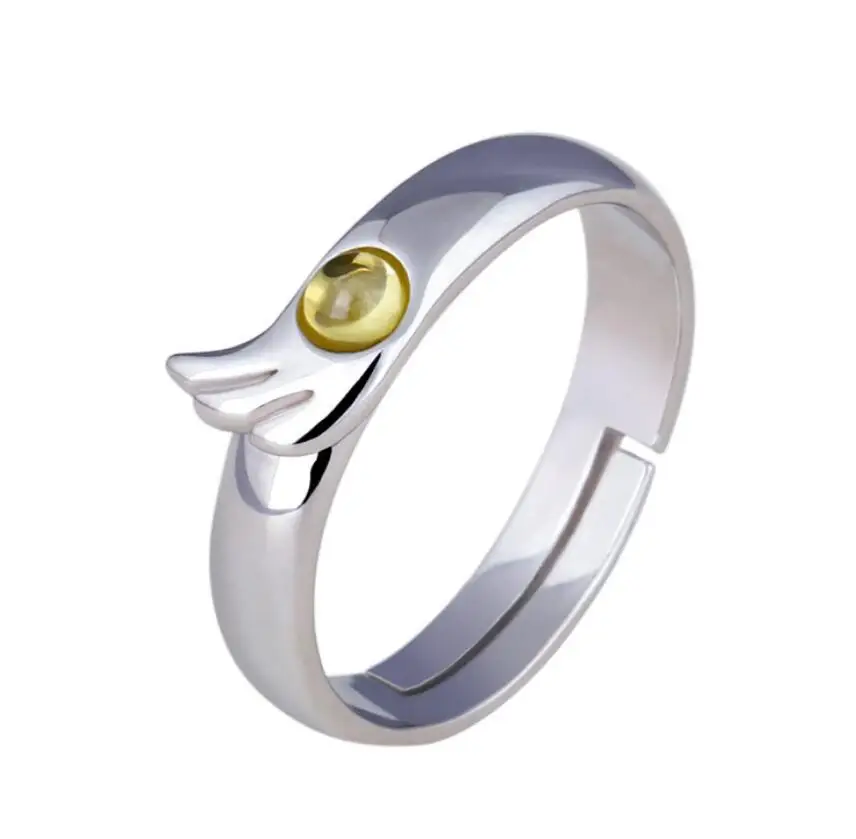 925 Silver Weathering With You Tenki No Ko Ring Amano Hina Morishima Hodaka 925 Sterling Silver Wing Ring - Цвет основного камня: Серебристый