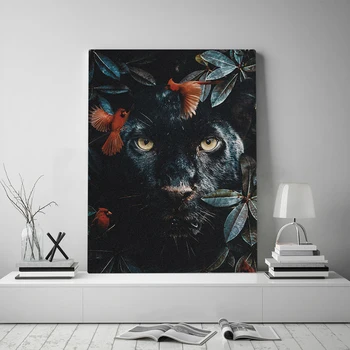 

Black Panther animal Canvas Wall Art Decoration poster prints for living room Home bedroom decor Painting