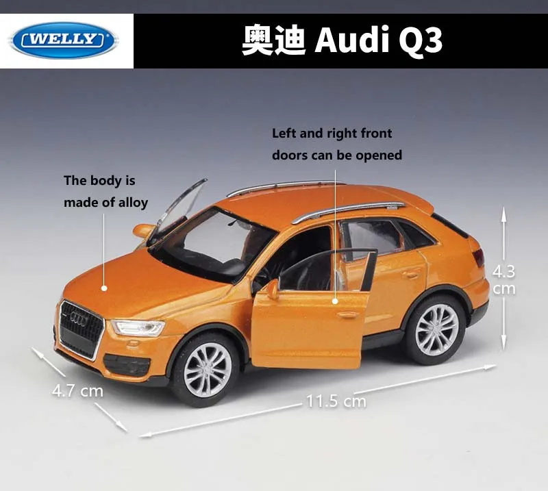 WELLY масштаб 1:36 металлическая модель игрушечного автомобиля Audi Q3/Q7 SUV классический