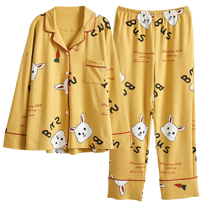 Женские пижамные комплекты 4XL пижамы Осень-зима женские хлопковые Пижамные комплекты Домашняя одежда с героями мультфильмов костюмы пижамы с длинными рукавами для женщин