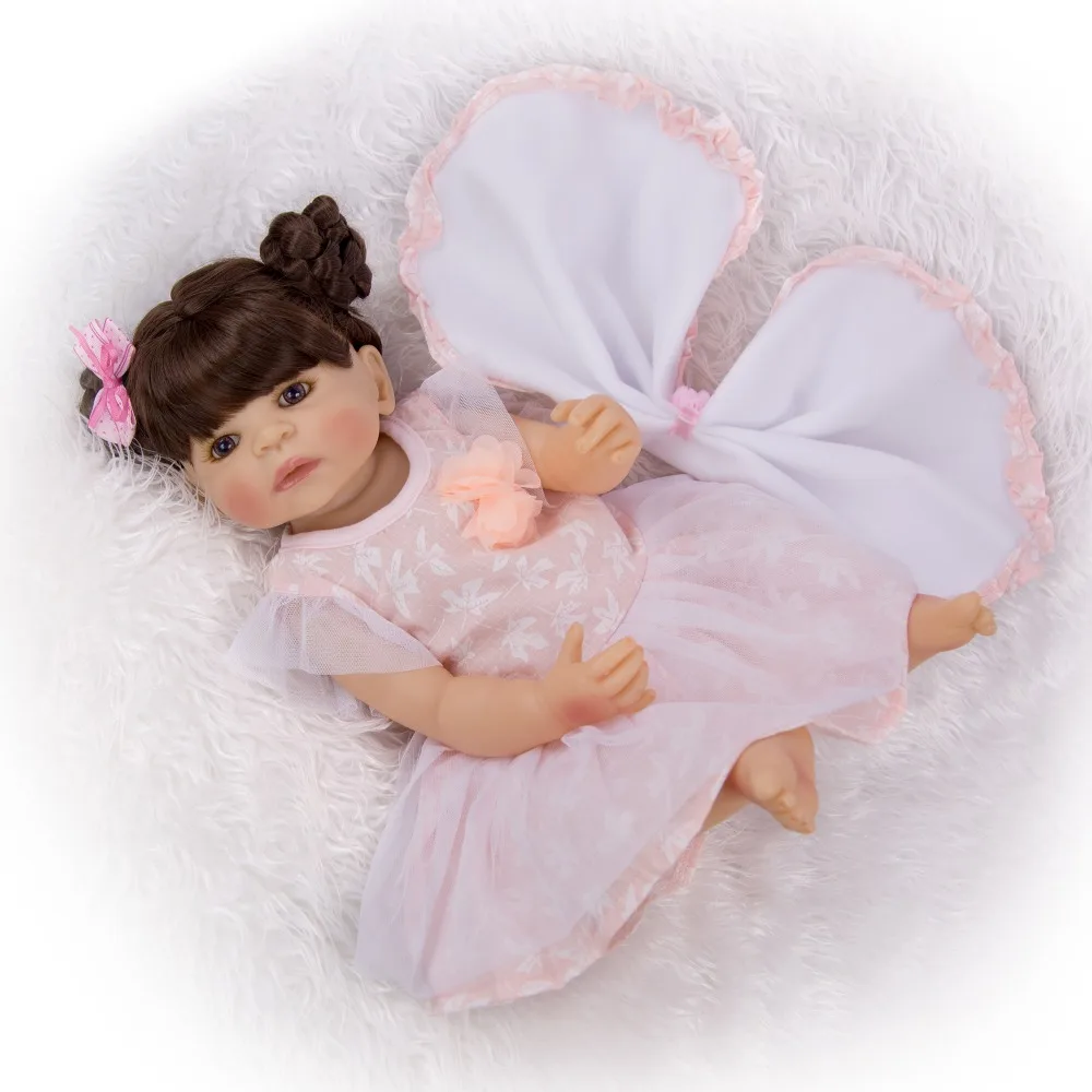 

real Bebe girl Reborn Dolls 22'' silicone Reborn Baby Doll Simulation Newborn Doll with princess dress For Children Gifts toy