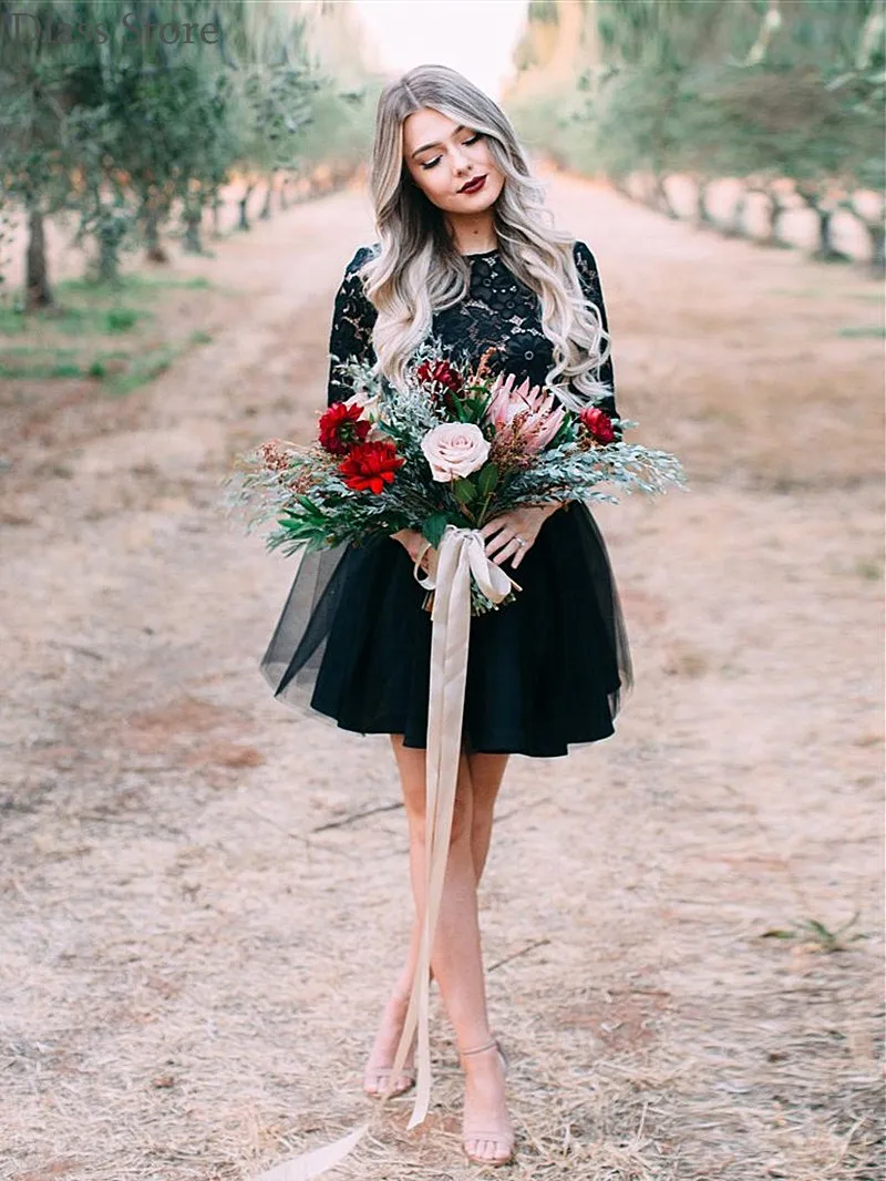 

Black Homecoming Dress Cute Mini Length Simple Lace Two Pieces For Photography Shoot Cocktail Party Dress vestidos de graduaciÃ³n