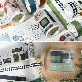 

5 Roll/lot Vintage Washi Tape Fall Film Masking Tape Diary Diy Scrapbooking Diary Stationery School Office Supplies