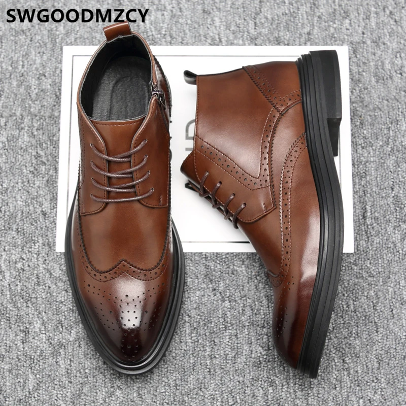 winter boots men corporate shoes leather boots mens dress boots Coiffeur brogue shoes men classic formal dress erkek ayakkabi