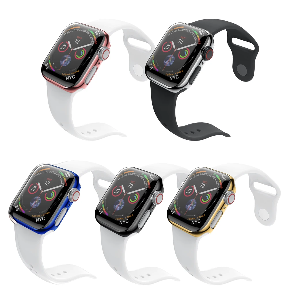 Абсолютно роскошный чехол для Apple Watch Series 5 4 из жесткого поликарбоната для защиты экрана, пластиковый чехол с гальваническим покрытием, бампер для 40 мм 44 мм