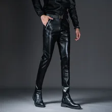 Мужские брюки из более плотной и плюшевой кожи; брюки для мужчин; брюки для подростков; модная модель
