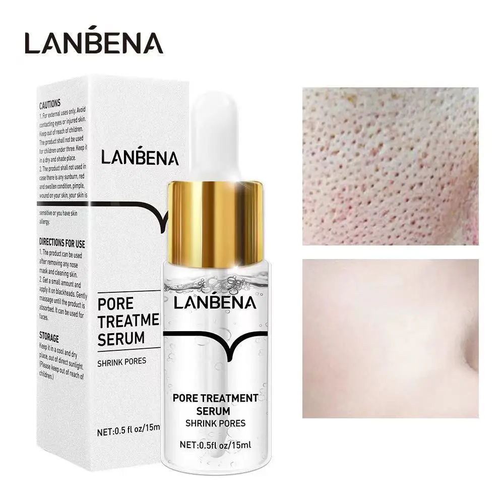 LANBENA-Esencia de reducción de poros, esencia de tratamiento, control de sebo, reafirmante, hidratante, reparación, alisado, cuidado de la piel