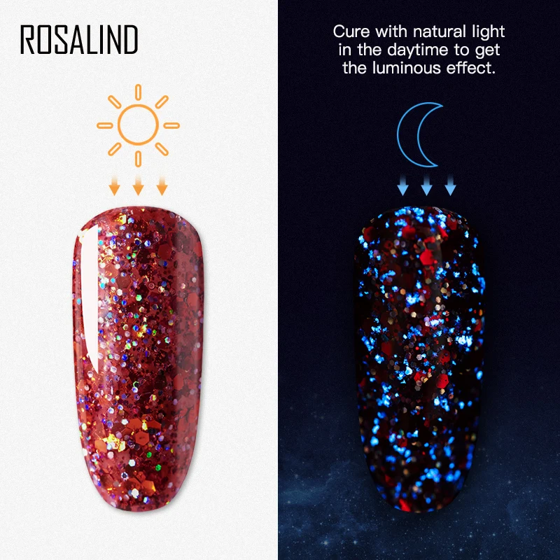 ROSALIND гель для ногтей Красный бриллиант блестящий гель Полупостоянный УФ все для маникюра гибридные лаки для дизайна ногтей