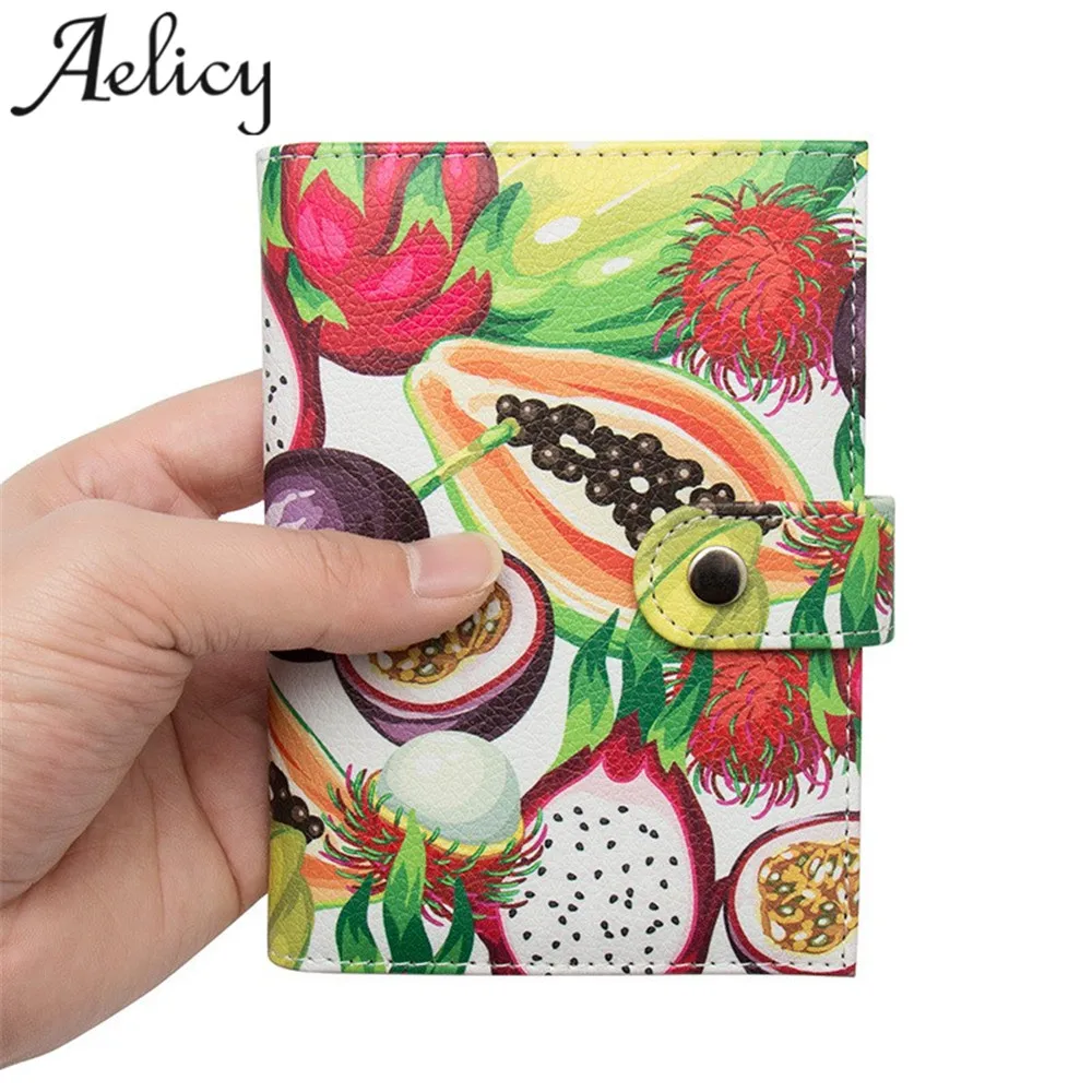 Сумки Alicy для женщин, кожаные кошельки, Мультяшные фрукты/цветы, напечатанные монеты, сумка для сменки, дамские молнии, Мини Короткие сумочки-портмоне