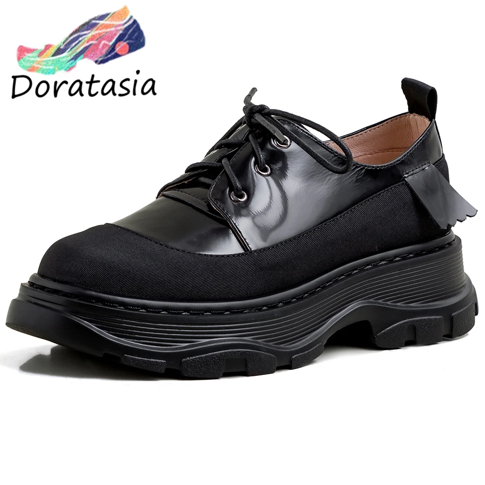

DORATASIA Genuine Leather Platform Flats New Arrival Trendy mixed-color Patchwork Sneakers Women 2020 Casual Shoes Woman
