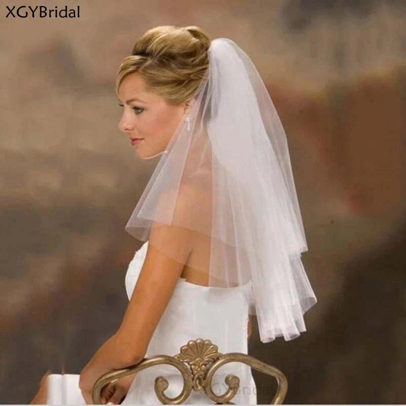 Velos de Novia cortos de marfil blanco, accesorios de boda baratos, Velo de Novia, Velo de boda de tul de novia| AliExpress