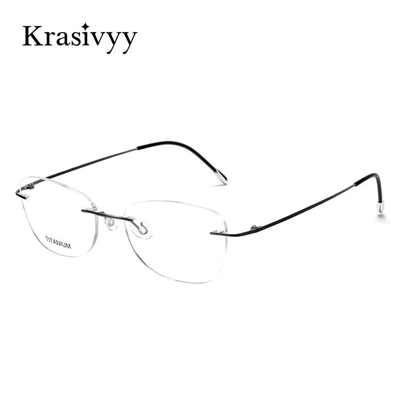Krasivyy Pure Titanium Glasses Frame Women Brand Designer Ultralight Optical Prescription Eyewear Men Rimless Myopia Eyeglasses |
