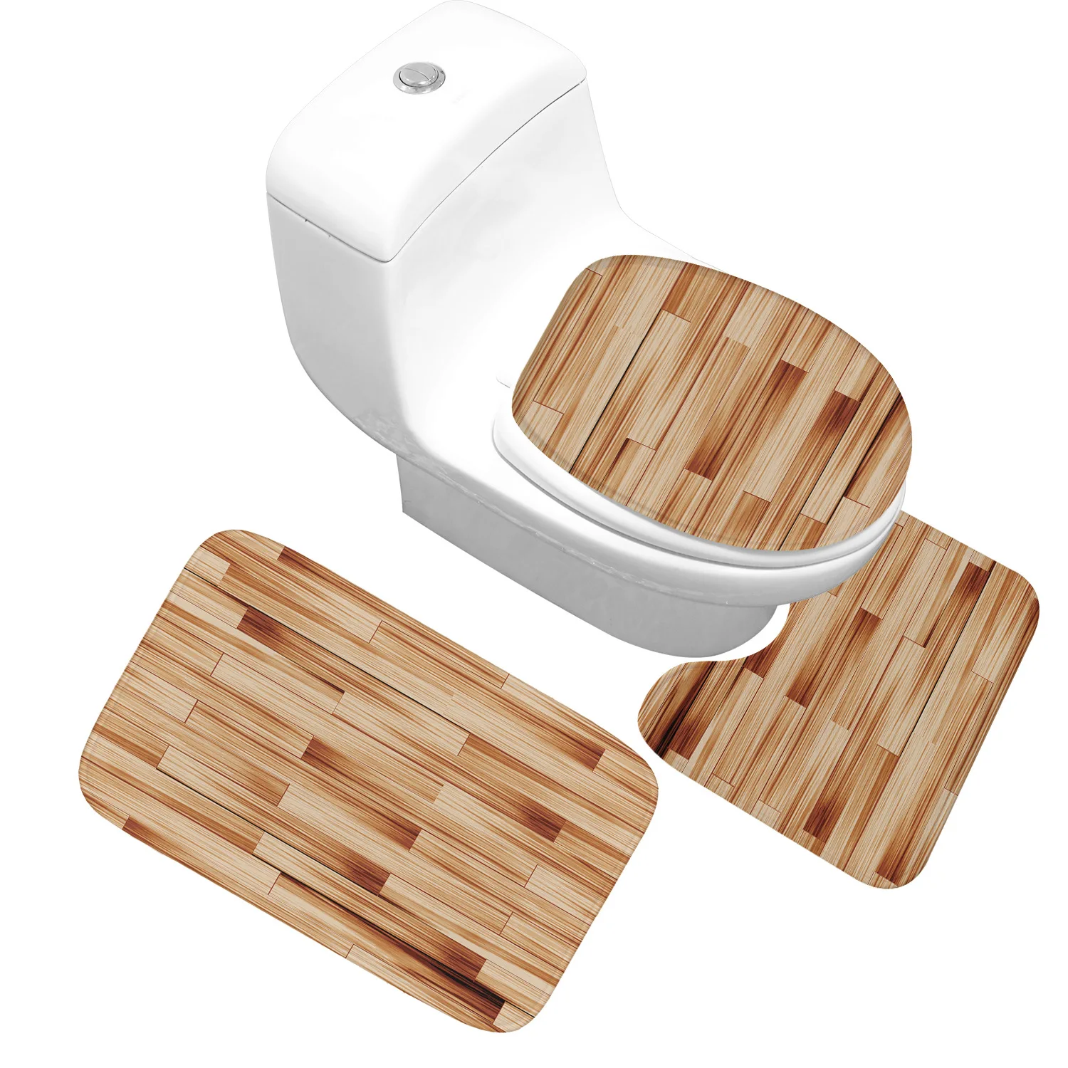 Wood 06 Zeegle деревянный напечатанный 3 шт коврик для ванной комнаты нескользящий коврик для ванной комнаты коврик для ванной набор Впитывающий Коврик для туалета набор ковров для ванной комнаты - Цвет: Wood 06