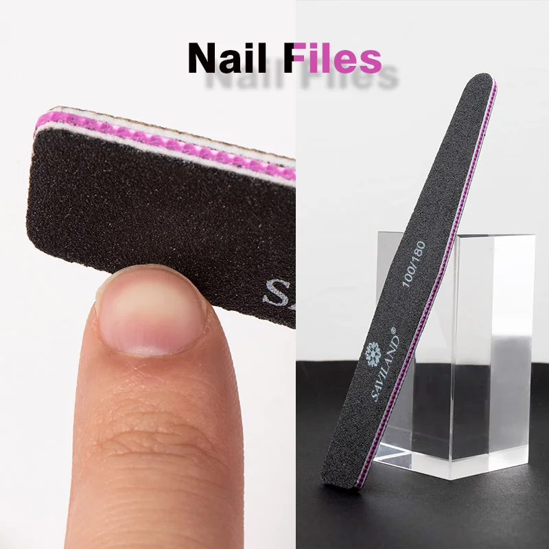 nail file SAVILAND жидкое противоскользящее решение безболезненное для полигеля, для наращивания ногтей, акриловая кисть для ногтей, 12 шт., поддельные ногти, инструменты для маникюра - Цвет: nail file
