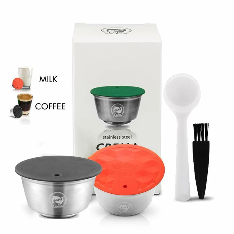 

Sets Refillable Coffee Capsule Kit For Nescafe Dolce Gusto Spoon Brush Milk Capsule Stainless Steel Reusable Coffeware Sets