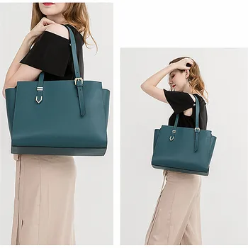 

Large Capacity for Women 2019 New Fashion Style Shopping Shoulder Pockets Trend Casual Pure Color Genuine Leather Lady Big Totes