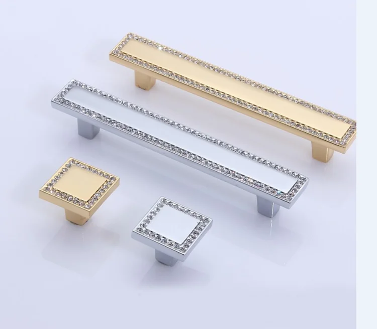 96 мм мода люкс Стразы винный шкаф дверные ручки серебро золотой ящик ТВ тянуть K9