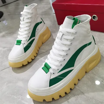 

New Canvas Women's Boots Women's Shoes Autumn Fashion Leather Thick-soled Work Casual Lace-up Non-slip Sports Motorcycle Boots