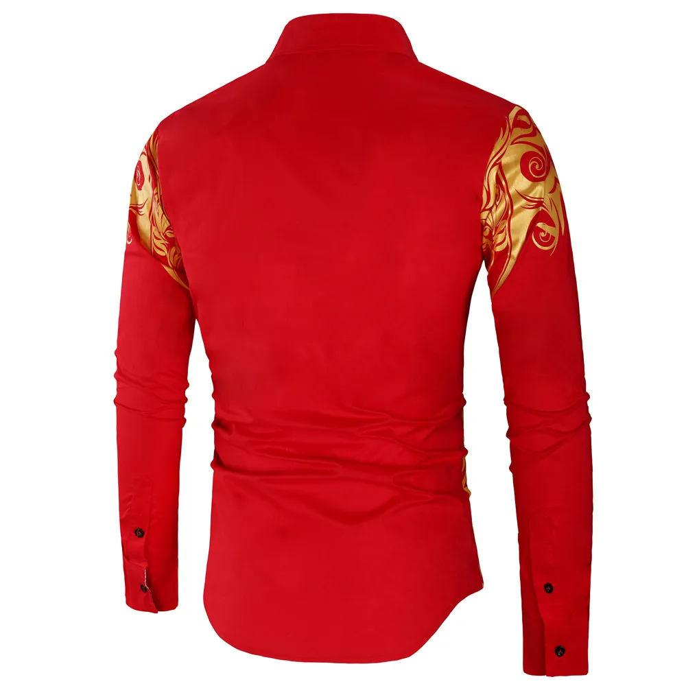 New Gold Bronzing Camisa Social Shirts Men Dress Slim Fit 2019 New Brand Long Sleeve Striped Shirt For Men Streetwear Shirts