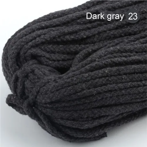 23 Dark gray 5 мм хлопковый шнур, экологичный витой канат, высокопрочная нить, сделай сам, текстиль, ремесло, тканая веревка, украшение для дома, Touw, 5 ярдов/партия - Цвет: 23 Dark gray