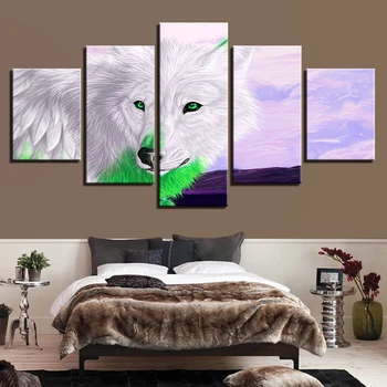 

5D DIY Embroidery Diamond Picture Home Decor Painting Full Round Drill Green Eyes White Wolf Cross Stitch Wall art Handmade Gift
