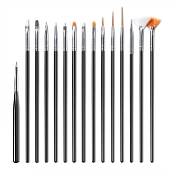 

15Pcs/set Nail Liner Brush Kit Acrylic UV Gel Brush Black White Dotting Painting Drawing Pen Brush Nail Art Design Tools