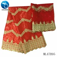 LIULANZHI африканская вышивка Базен riche 7 ярдов Высокое качество Парча Платье швейный материал riche Базен ML47B95