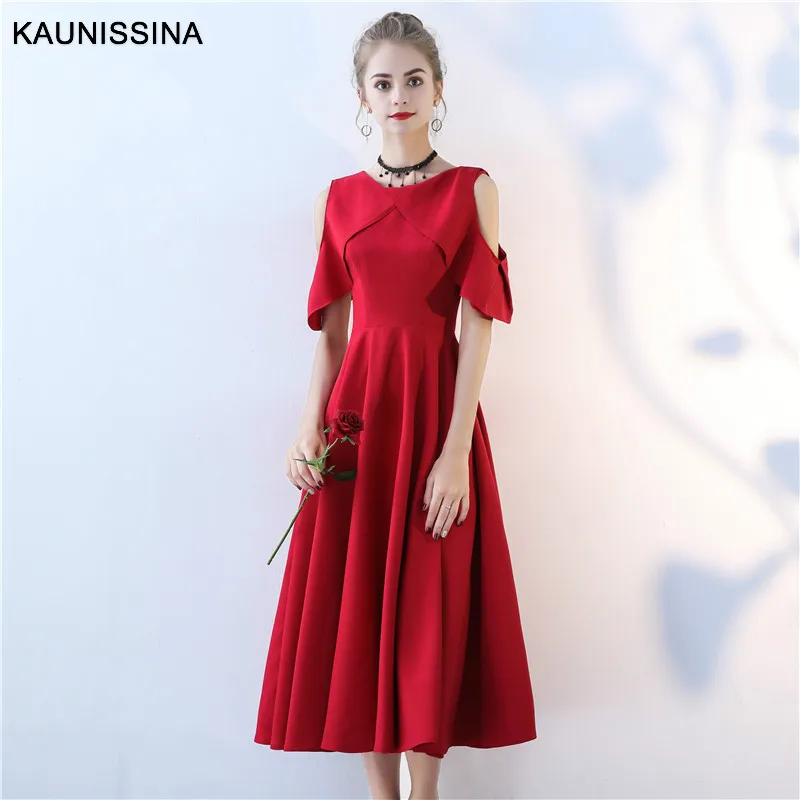 Коктейльные платья KAUNISSINA с круглым вырезом, женские вечерние платья с открытыми плечами и молнией сзади, вечерние платья для выпускного вечера