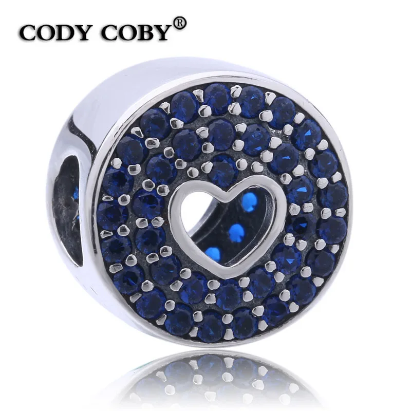 

Real 925 sterling silver jewelry Charms Anniversary Celebration Blue CZ Beads Fit Pandora Bracelets For Women Original Jewelry