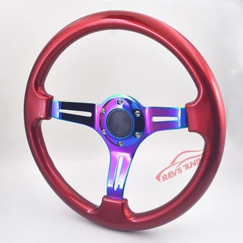 

Universal 350mm 5 Colors 14inch ABS Neochrome Spoke Red Racing Sport Race Car Steering Wheel