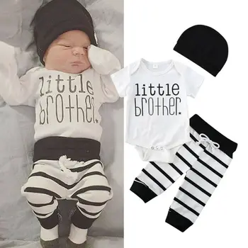 

Pudcoco 2020 Newborn Set Baby Boy Brother Clothes Jumpsuit Romper Bodysuit + Pants +Hat Outfit Baby Clothing