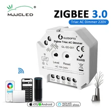GLEDOPTO Zigbee Triac Dimmer 220V AC 110V 230V Push Switch 2.4G RF Remote Voice Control Smart Dimmer for LED Lamp Bulb Light
