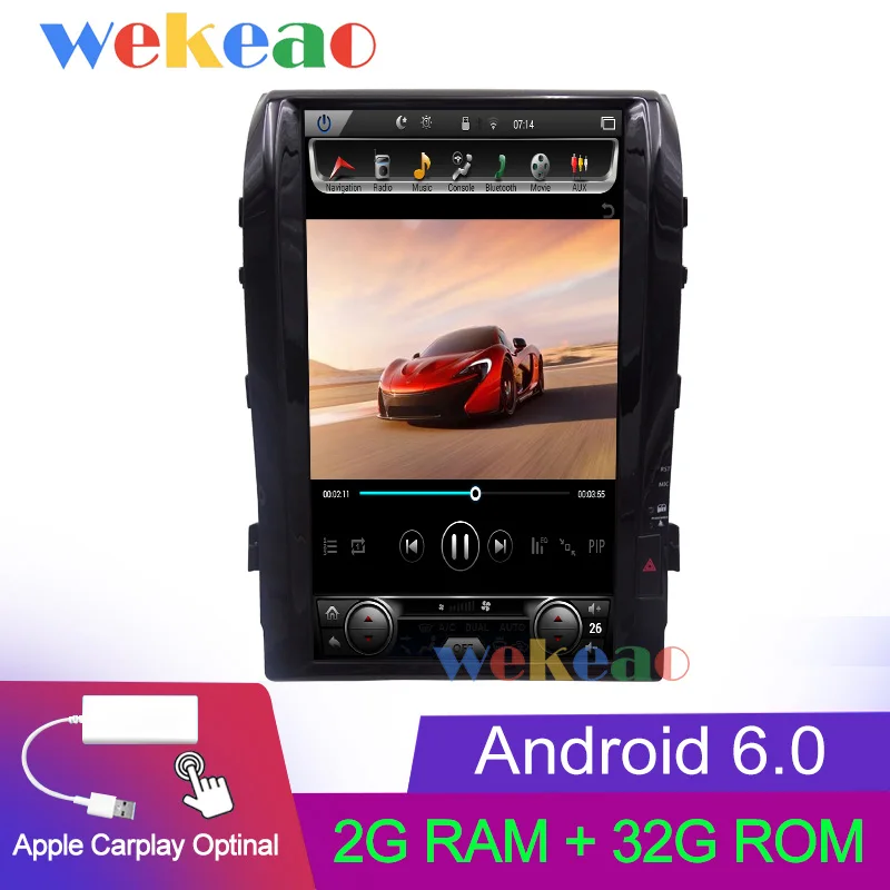 Wekeao Vertical Screen Tesla Style 16'' Android 6.0 Car Dvd Multimedia Player For Toyota Land Cruiser Radio Automotivo 2008 - Цвет: Android Car Radio