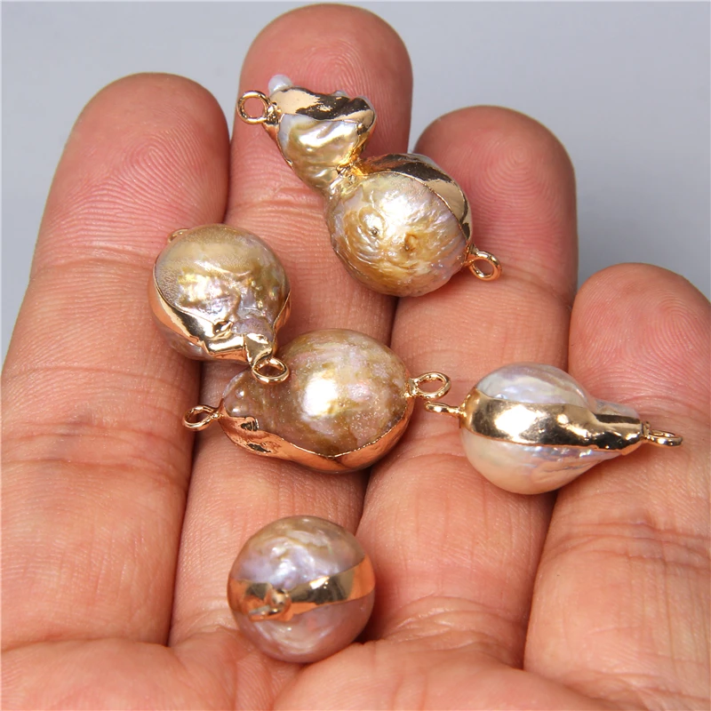3 шт. нестандартные коннекторы для подвесок с натуральным пресноводным жемчугом