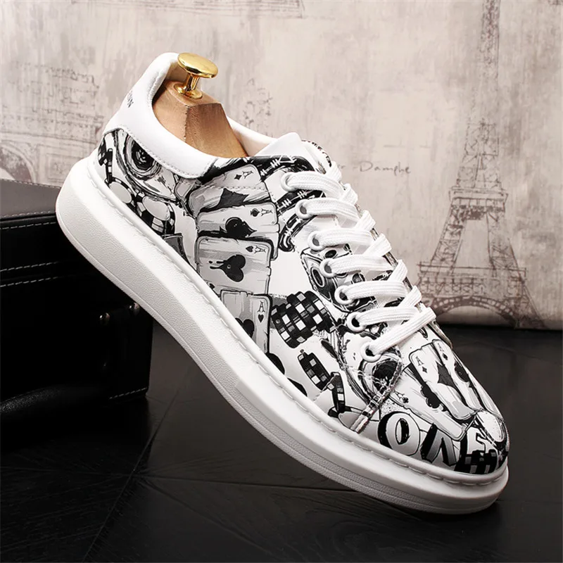 HipHop Punk Graffiti Men Sneakers Web Celebrity Platform Shoes Male Height Increasing Flats Trainers Zapatillas Hombre HipHop Punk Graffiti Men Sneakers Web Celebrity Platform Shoes Male Height Increasing Flats Trainers Zapatillas Hombre