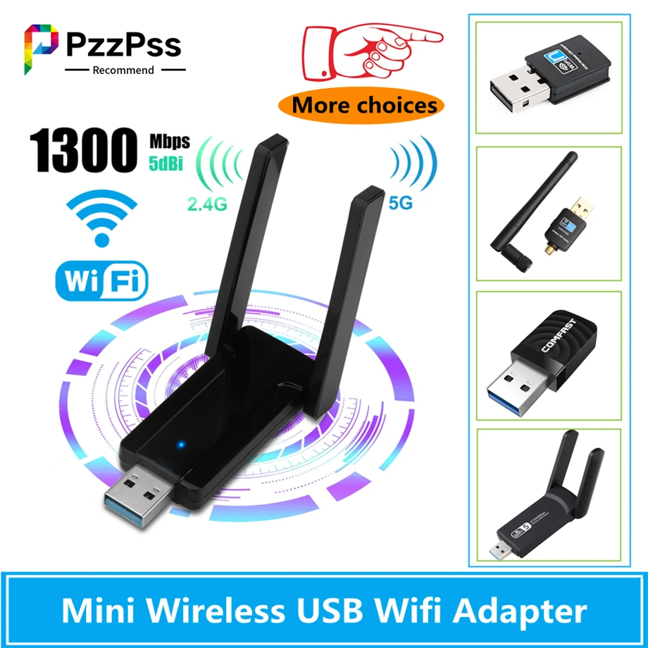 wireless card for pc PzzPss Mini Wifi Không Dây USB 1200 Tốc Độ 600Mbps Lan USB Ethernet 2.4G 5G Wi-fi Băng Tần Kép card Mạng 802.11n/G/A/Ac wireless card for pc