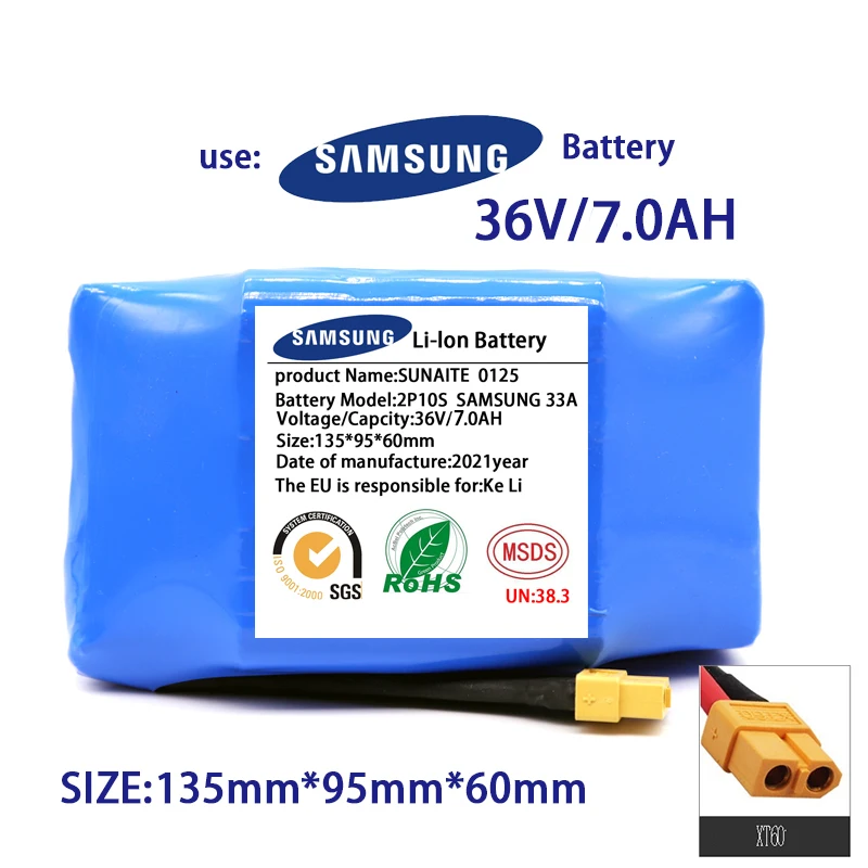 Genuine 36V Battery Packs 7000mAh 7.0Ah Rechargeable Lithium ion battery for Electric Self Balancing Scooter HoverBoard Unicycle |