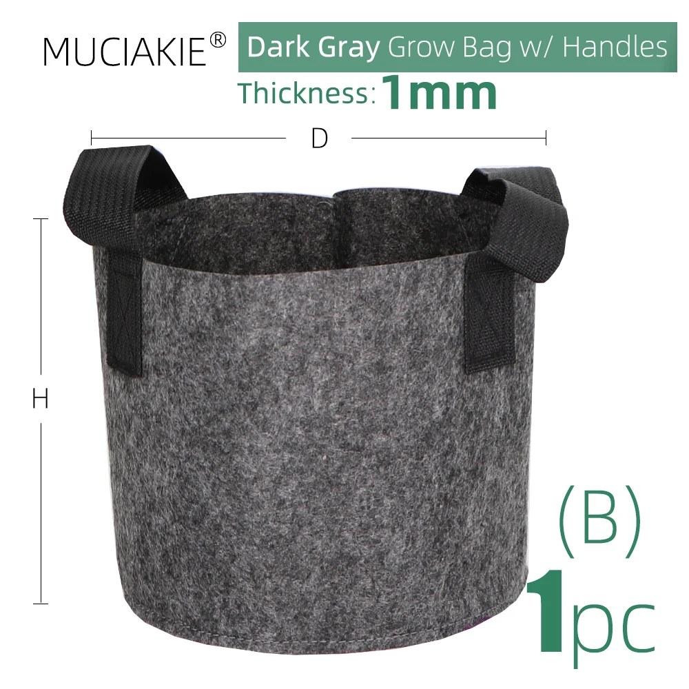 MUCIAKIE 15 Colors 10 Sizes Garden Grow Bag w/ Handles Indoor Outdoor Fabric Aeration Plant Pot Container Flower Vegetable Pouch 3