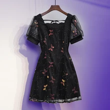 

Summer Women's Dress 2021 Korean Fashion Party Kawaii Black Trendyol Vintage Female Clothing Bodycon Casual Cute Beach Dresses