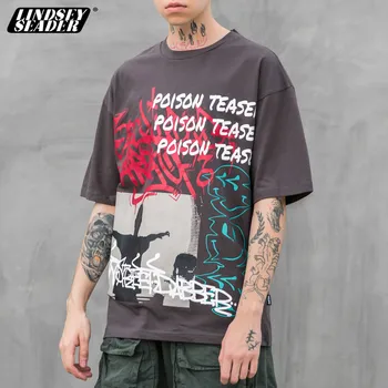 

Lindsey Seader Smile Face Graffiti Print Streetwear Tshirts Hiphop Casual Loose Fit Short Sleeve Tee Shirt Harajuku T-Shirts Top