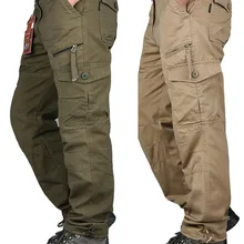 Повседневные хлопковые брюки карго, мужские уличные комбинезоны, Мужская Рабочая одежда с несколькими карманами, длинные брюки, Мужская Тактическая Военная униформа брюки
