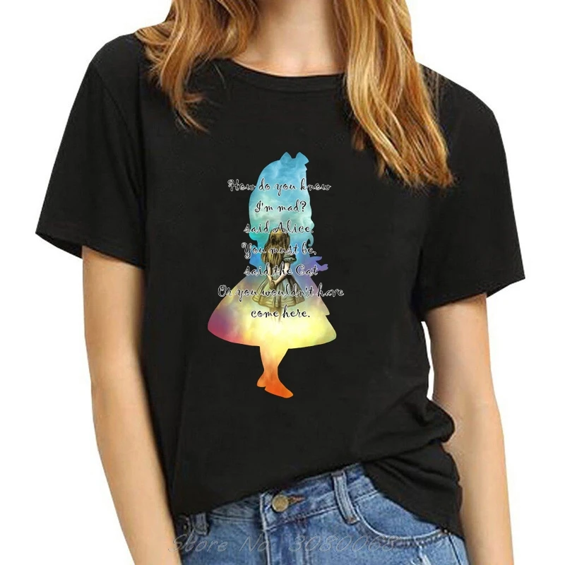 

New Summer Top Hip Hop Gothic Plus Size Women Clothes Alice In Wonderland Vogue T Shirt Funny Custom Print T-shirt