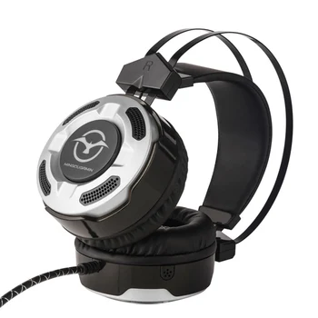 

3.5mm With Microphone PC Headset Adjustable Suspended Headband Wheel Earmuff Wired Gaming Headphone LED Lighting Earphone