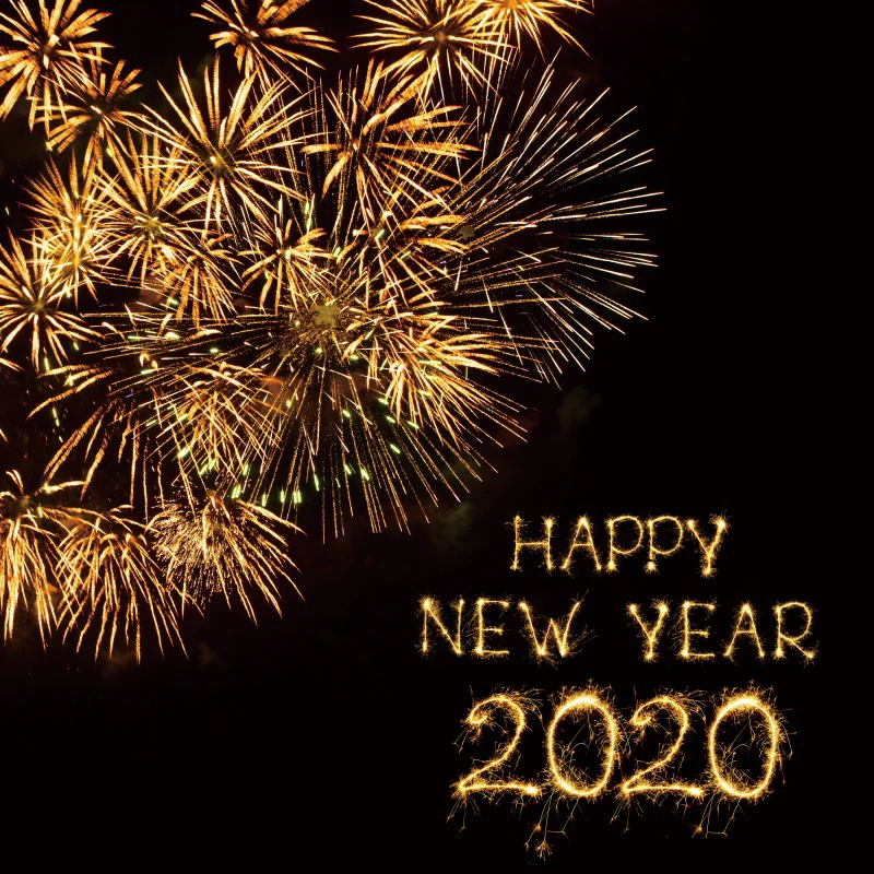

Laeacco Happy New Year 2020 Gold Fireworks Firecracker Party Celebration Poster Photo Background Photographic Backdrop Photocall