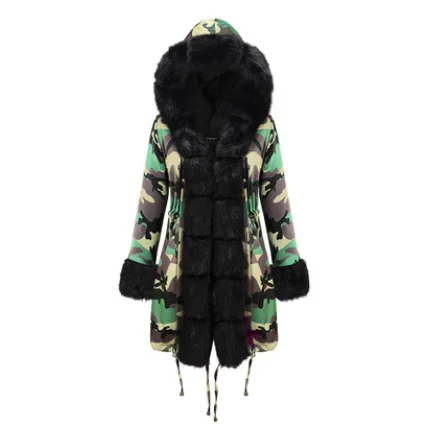 new fashion winter jacket women Imitation fur collar loose long parkas big fur outerwear - Цвет: Style 4