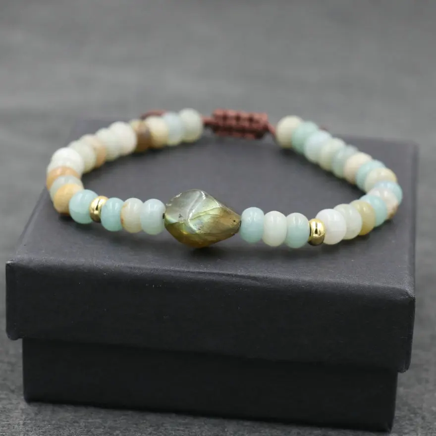 Amazonite women size Натуральный камень бисер браслет для Для мужчин Amazon stone нитка оплетка чакра Браслеты счеты бусины ювелирные изделия Для женщин пары в едином положении во время занятий легкой атлетикой, коробка - Окраска металла: Amazonite women size