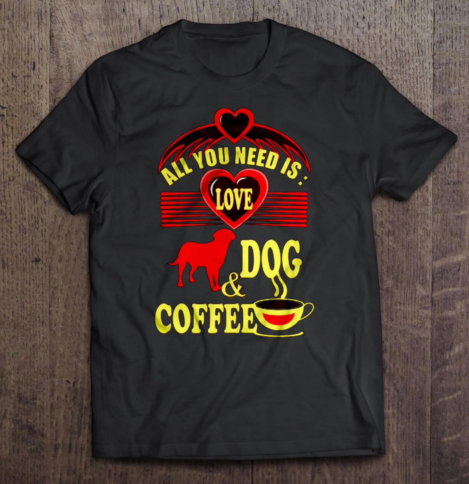 Все что вам нужно это футболки с надписью Love Dog & coffee|Футболки| |