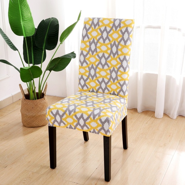 Series Chair Cover for Dining Room Banquet Hotel Kitchen Spandex Stretch Print Chair Covers Removable Washable Seat Decor