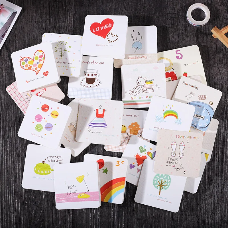 

10pcs/set Korea Creative Cute Mini Greeting Card Birthday Card Message Greeting Cards Kraft Cards