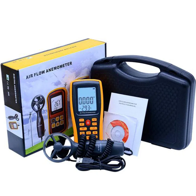 Цифровой анемометр GM8902 0-45 м/с USB интерфейс объем воздуха Температура окружающей среды тестер точность измерения ± 3% Разрешение 0,1